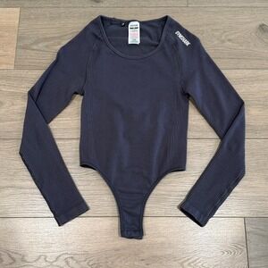 GYMSHARK Charcoal Grey Power Down Bodysuit Active Workout Gym One Piece Size M